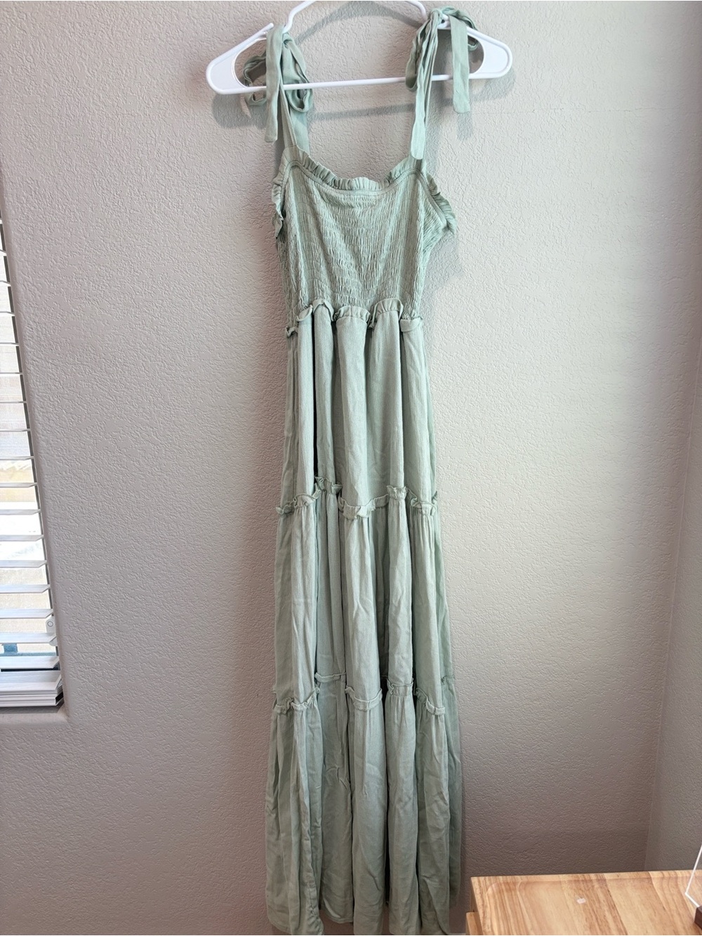NWT Miss Sparkling Sage Green Tiered Smocked Maxi Dress Small